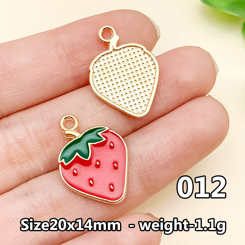 Cherry &amp; Strawberry Enamel Charm Collection（ mixed pack）