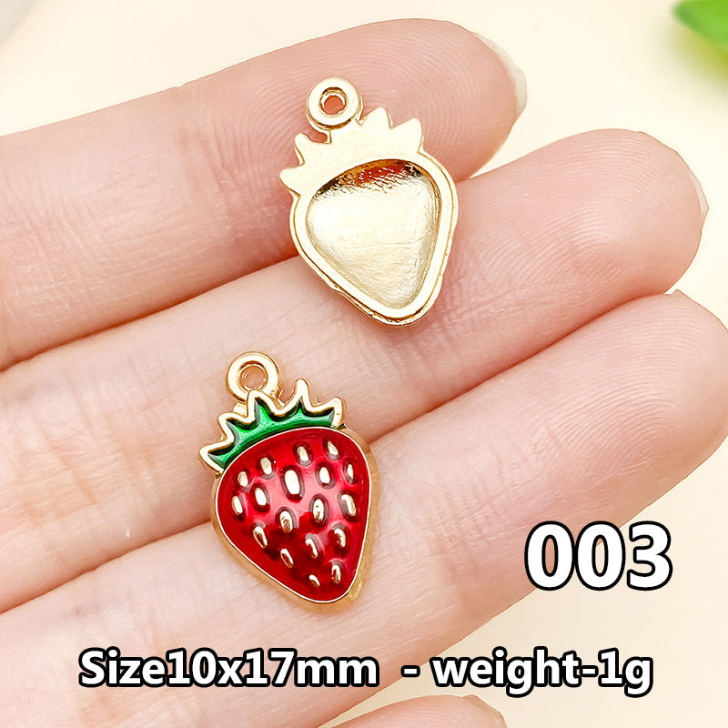 Cherry &amp; Strawberry Enamel Charm Collection（ mixed pack）
