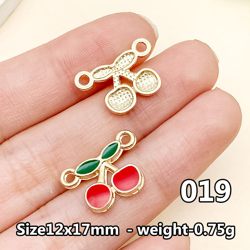 Cherry &amp; Strawberry Enamel Charm Collection（ mixed pack）