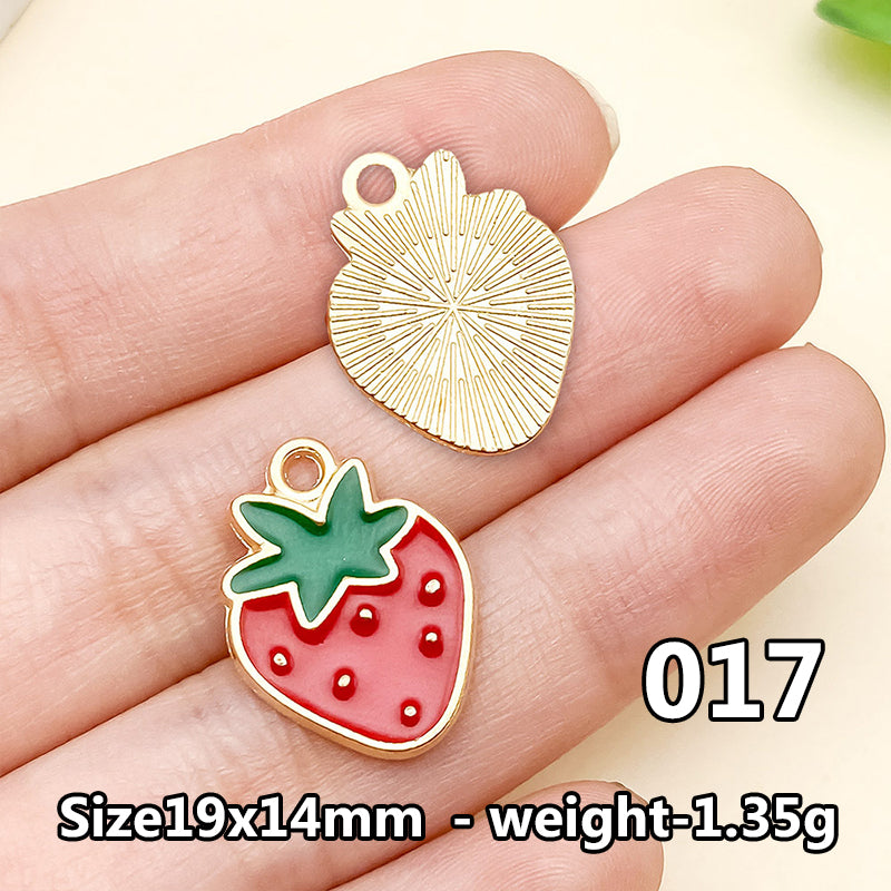 Cherry &amp; Strawberry Enamel Charm Collection（ mixed pack）