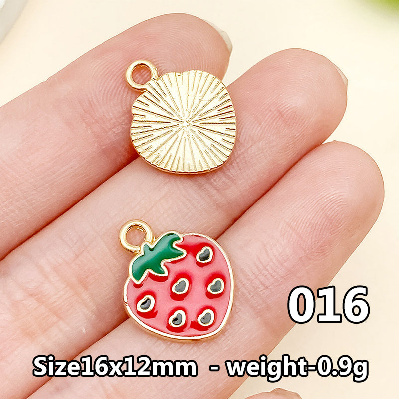 Cherry &amp; Strawberry Enamel Charm Collection（ mixed pack）