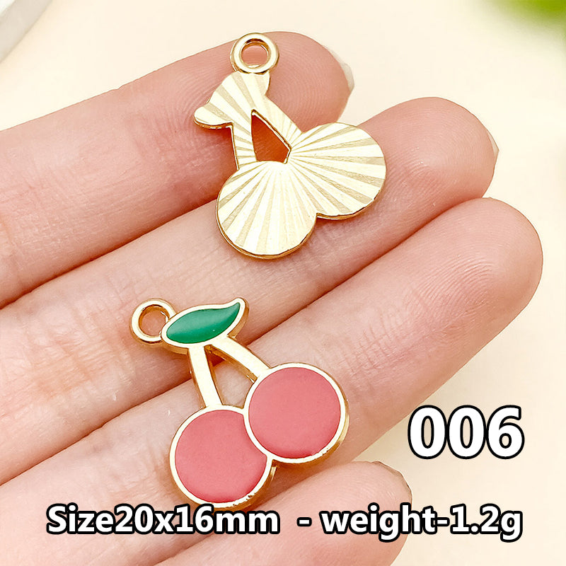 Cherry &amp; Strawberry Enamel Charm Collection（ mixed pack）