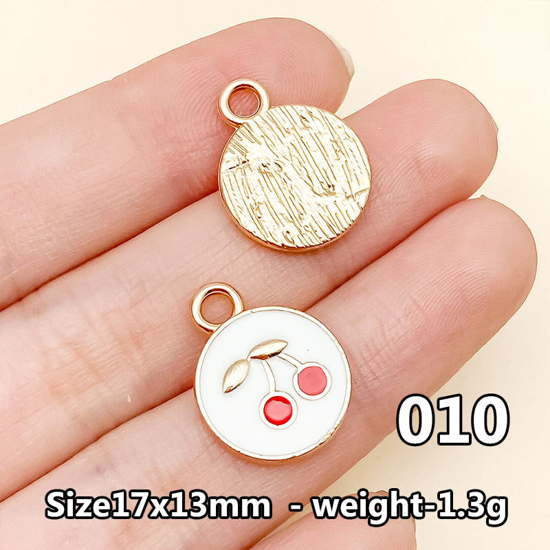 Cherry &amp; Strawberry Enamel Charm Collection（ mixed pack）