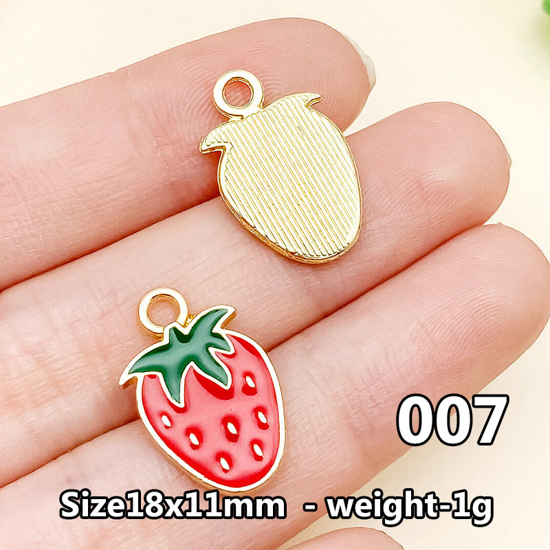Cherry &amp; Strawberry Enamel Charm Collection（ mixed pack）