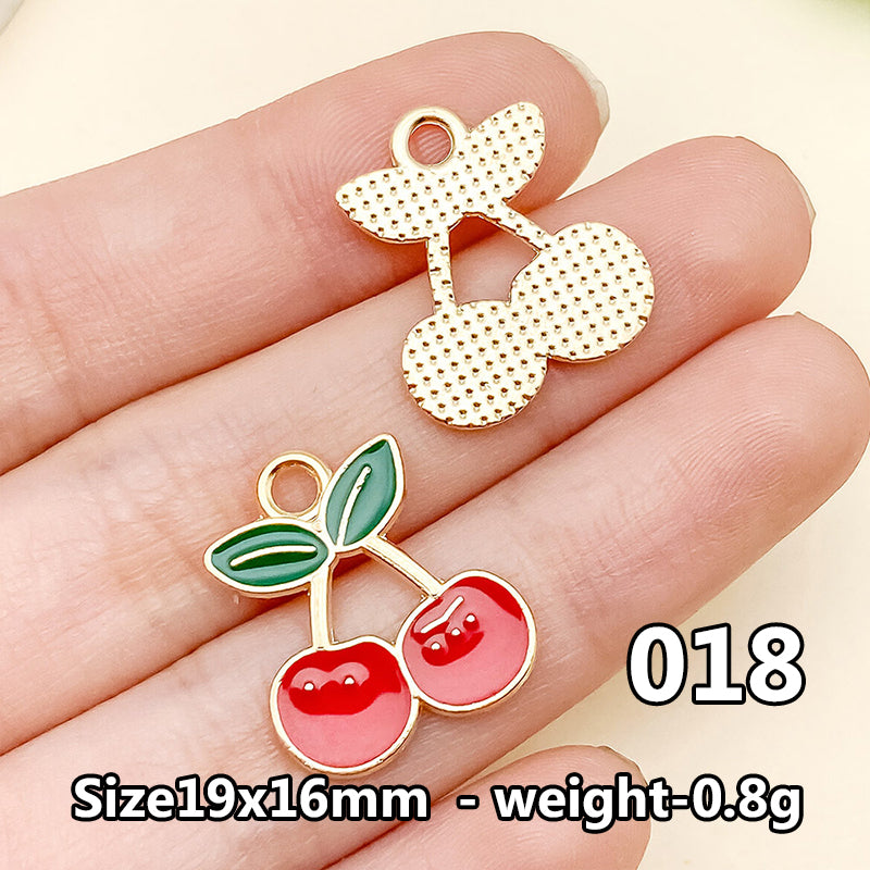 Cherry &amp; Strawberry Enamel Charm Collection（ mixed pack）