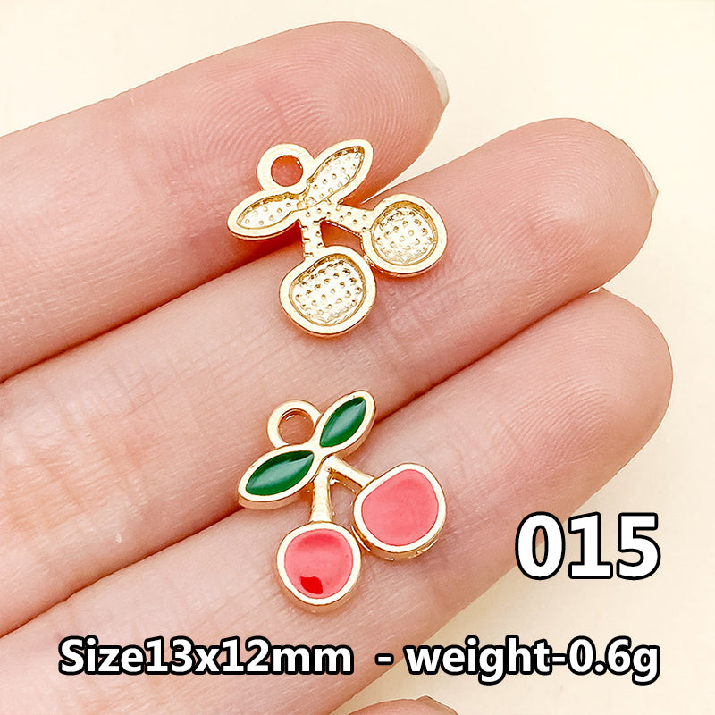 Cherry &amp; Strawberry Enamel Charm Collection（ mixed pack）