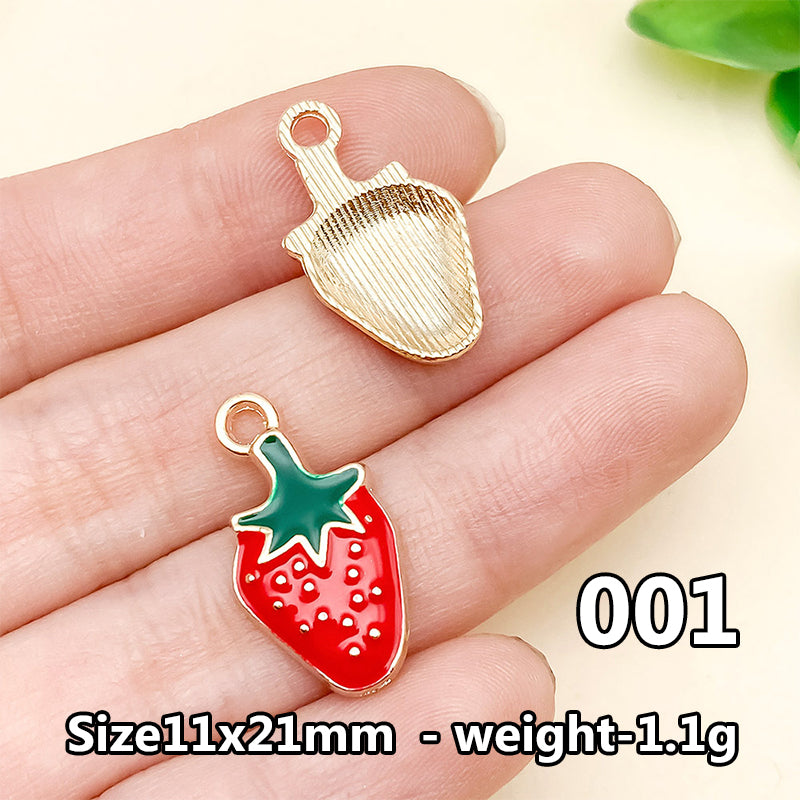 Cherry &amp; Strawberry Enamel Charm Collection（ mixed pack）