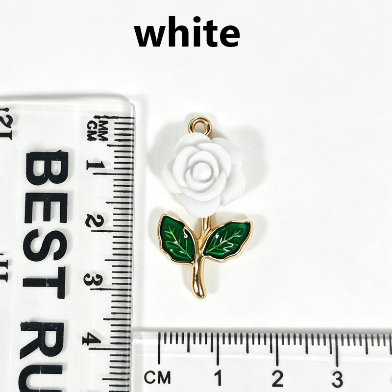 Flocked Rose‑Vintage Charm Pendants（ mixed pack）