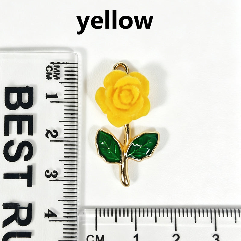Flocked Rose‑Vintage Charm Pendants（ mixed pack）